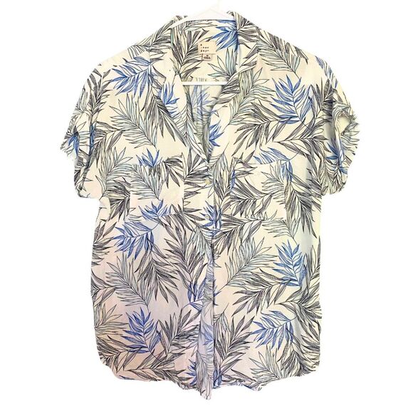 a new day | Short Sleeve Button Up Collared Shirt Tropical - Picture 1 of 5